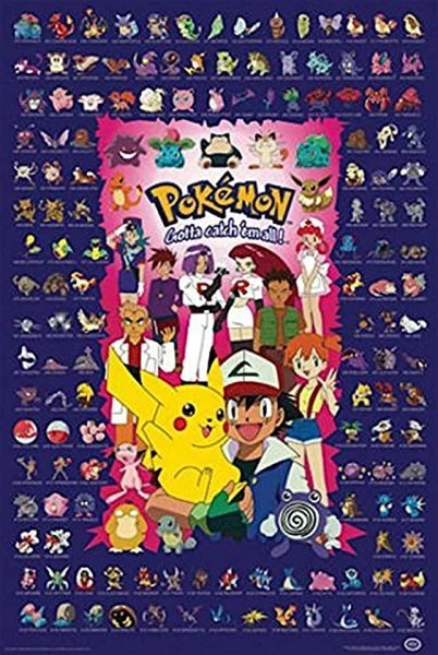 Плакат покемонов с наклейками