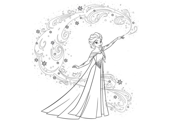 Раскраска Эльза Анна Кристофф Свен и Олаф