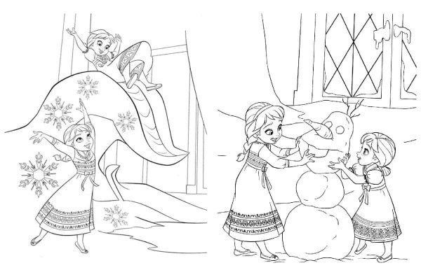 Раскраска Анна и Эльза Холодное сердце