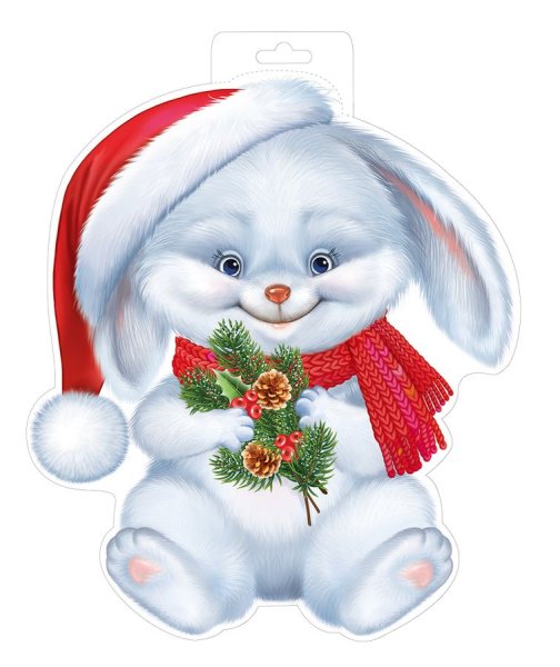 Новогодняя веточка с зайчиком