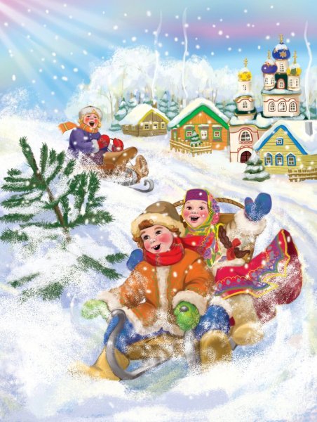 Петр Багин иллюстрации в лесу зима