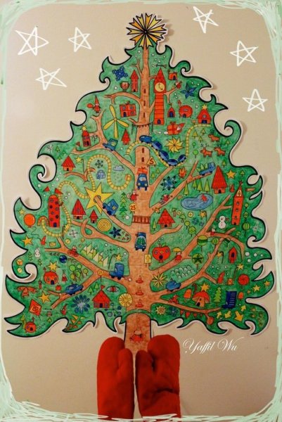 Елка раскраска на стену