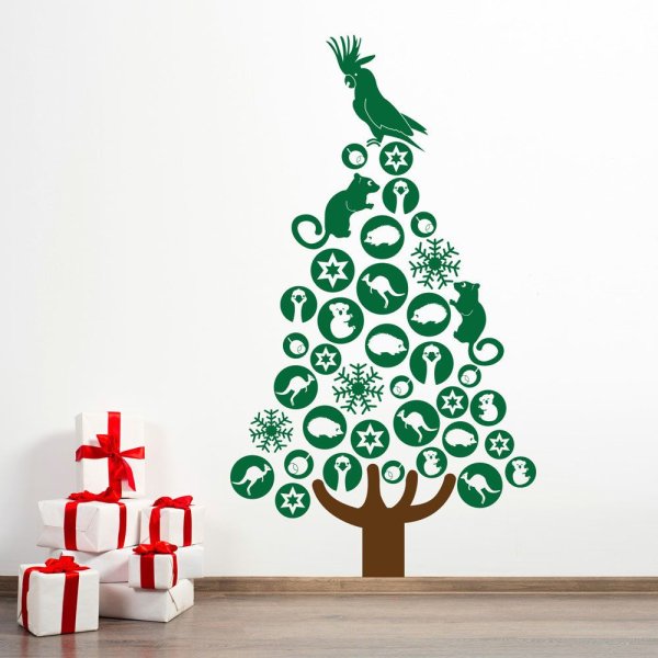 Елочка из стикеров на стену