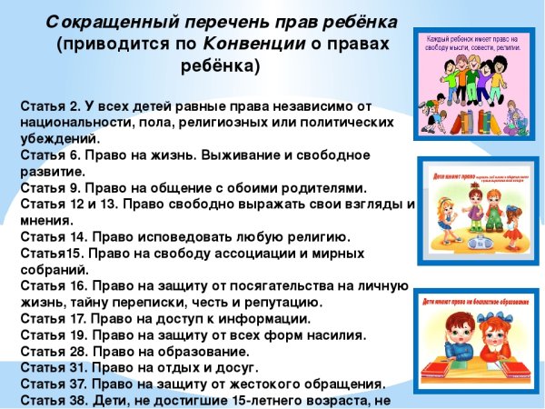 Статьи по правам ребенка