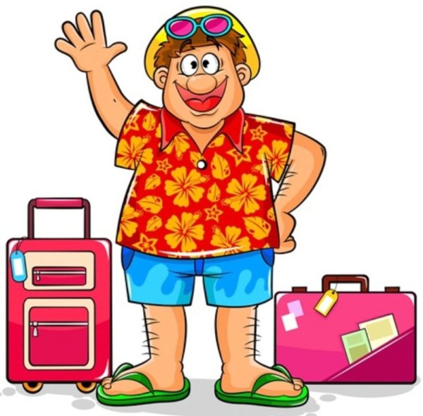 Мультяшное человек с чемоданом