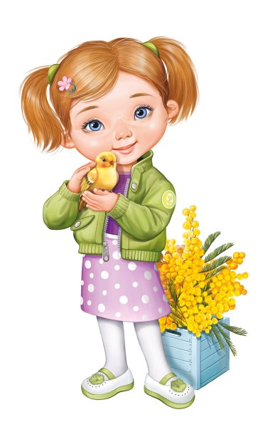 Плакат девочка с букетом