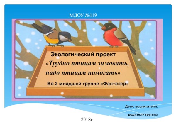Проект трудно птицам зимовать надо птицам помогать