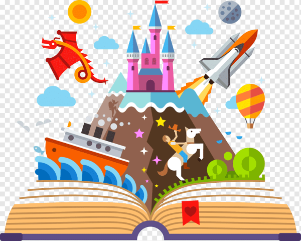 Детские книги на прозрачном фоне