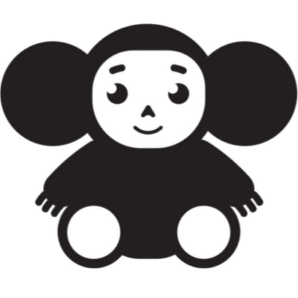 Чебурашка черно белый