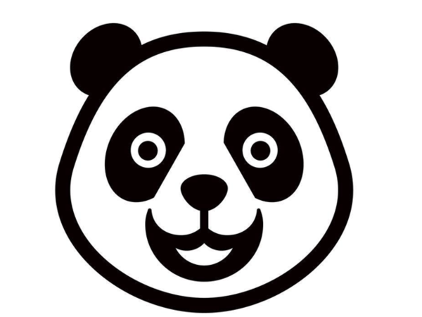 Лицо панды силуэт на черном фоне