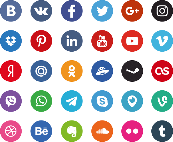 Круглые иконки социальных сетей