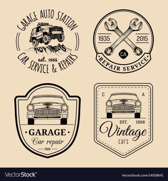 Винтажные логотипы автосервиса