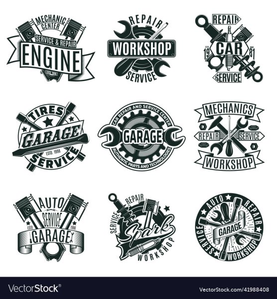 Логотипы гаражных мастерских