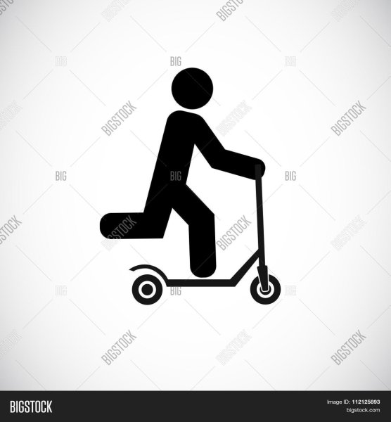 Человек на самокате силуэт