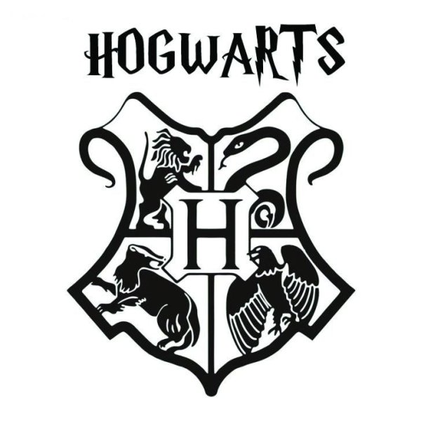 Герб Хогвартса из Гарри Поттера чб