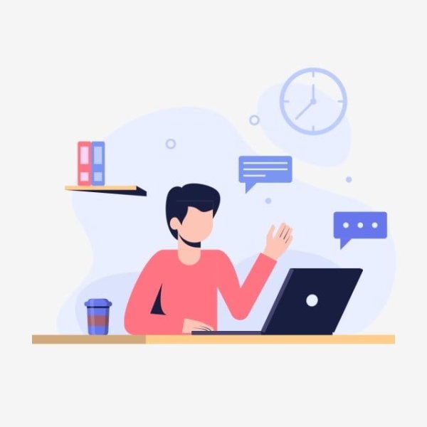 Человек за компьютером иллюстрация