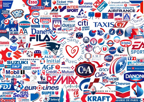 Синие логотипы брендов