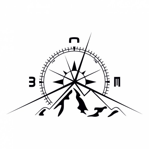 Наклейка роза ветров компас горы