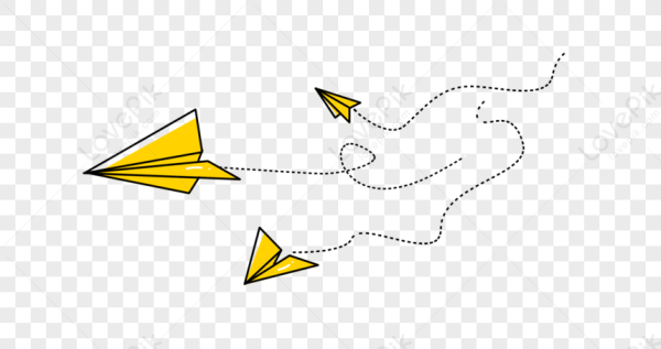 Бумажный самолетик летит прозрачный фон