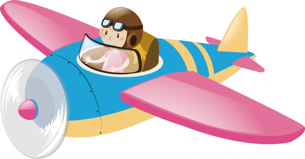Мультяшный самолет с пилотом