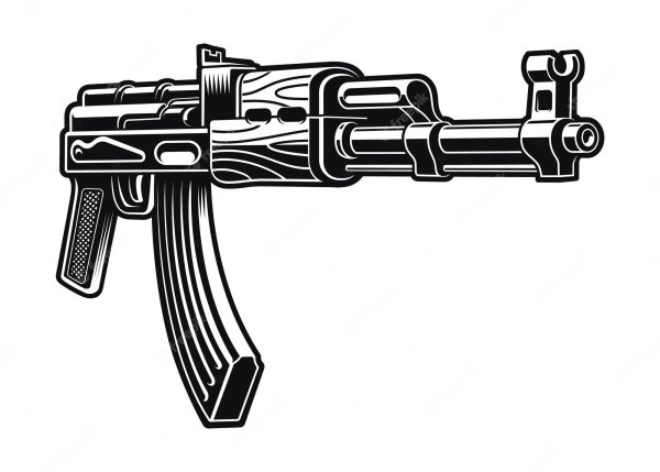 AK 47 на белом фоне