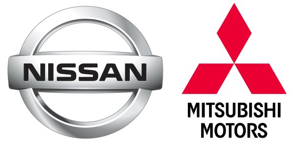 Mitsubishi u Nissan logo Vektr