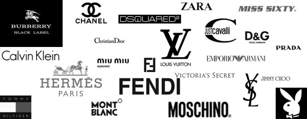 Логотипы брендов дорогой одежды