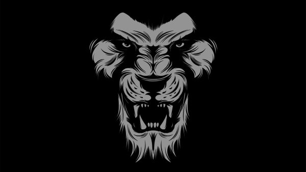 Белый Лев на черном фоне