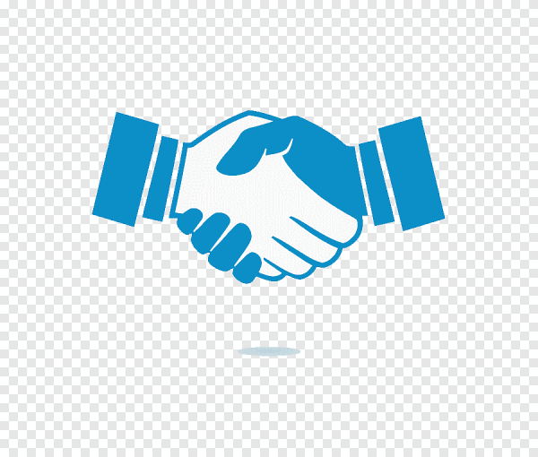 Рукопожатие на голубом фоне