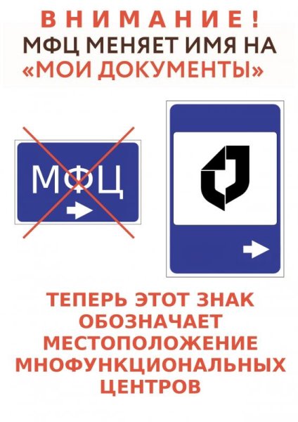 Новый дорожный знак МФЦ