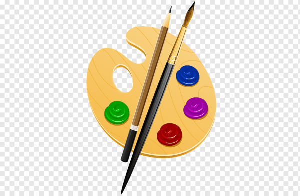 Палитра с кисточкой и карандашом