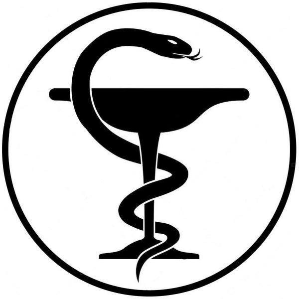 Змея с чашей символ медицины вектор