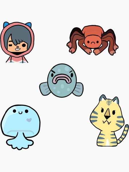 Наклейки персонажи из toca boca