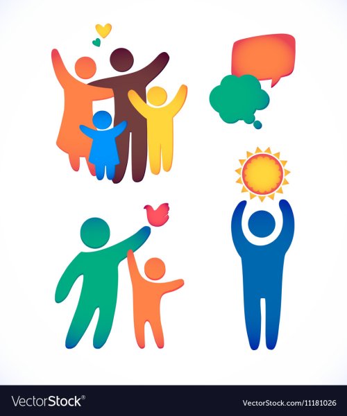 Цветной силуэт счастливой семьи