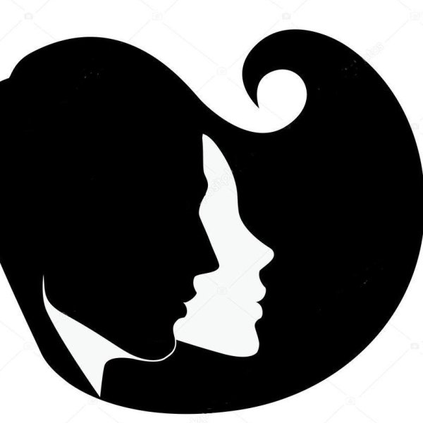 Мужской и женский профиль силуэт