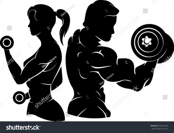 Спортивный силуэт мужчины и женщины