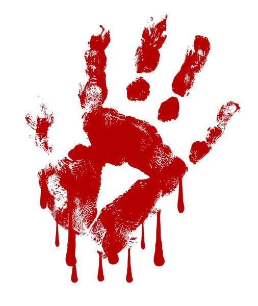 Кровавый отпечаток руки без фона