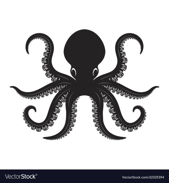Осьминог детский силуэт на белом фоне