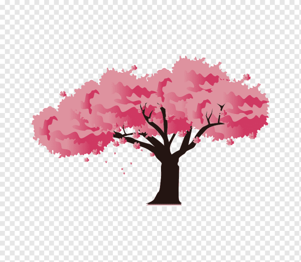 Мультяшное дерево розовое