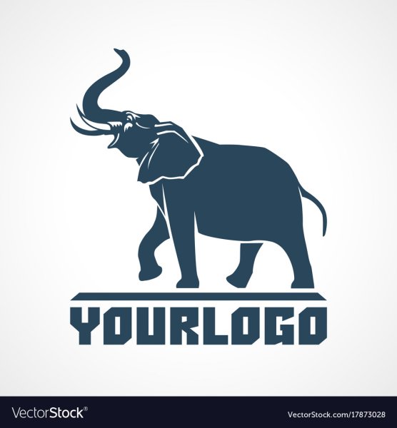 Слон с поднятым хоботом логотип