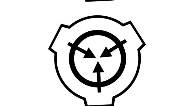 Знак фонда SCP белый на черном фоне