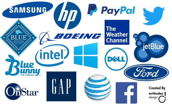 Синие логотипы брендов