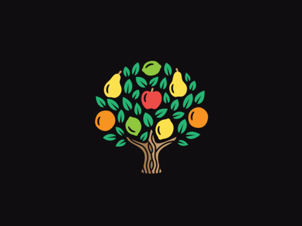 Логотип фруктовыми деревьями