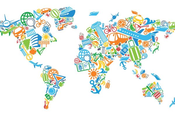 Путешествие по странам на белом фоне