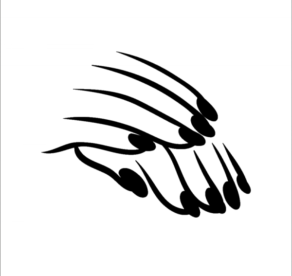 Силуэт ногтей на белом фоне