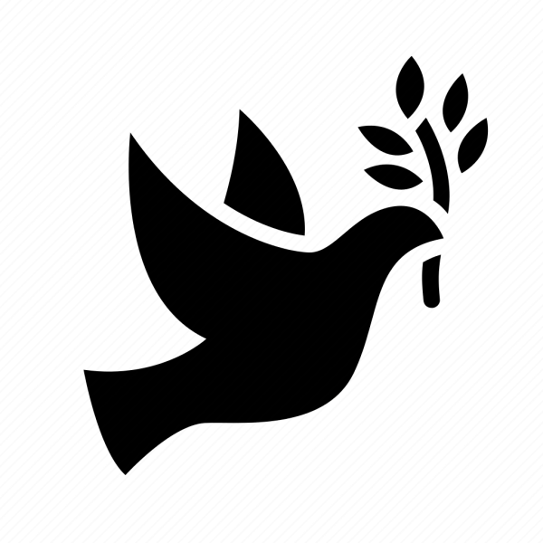 Голубь с веточкой в клюве силуэт