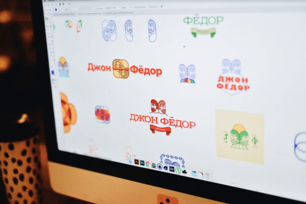 Логотип бургерной Джон Федор Артемий Лебедев