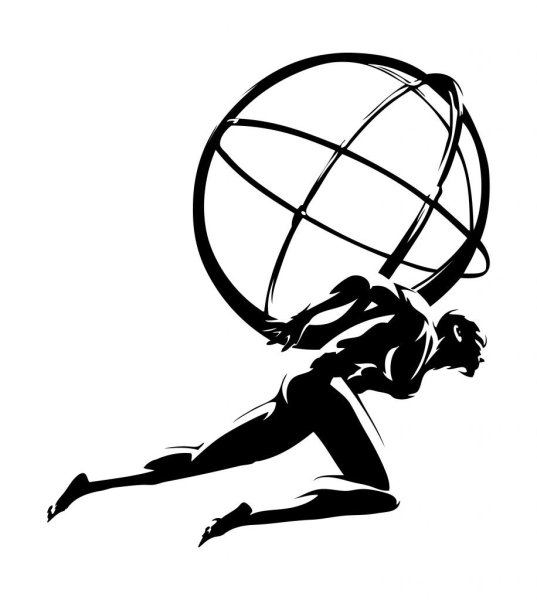 Атлант держит землю вектор