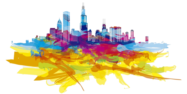 Силуэт города цветной