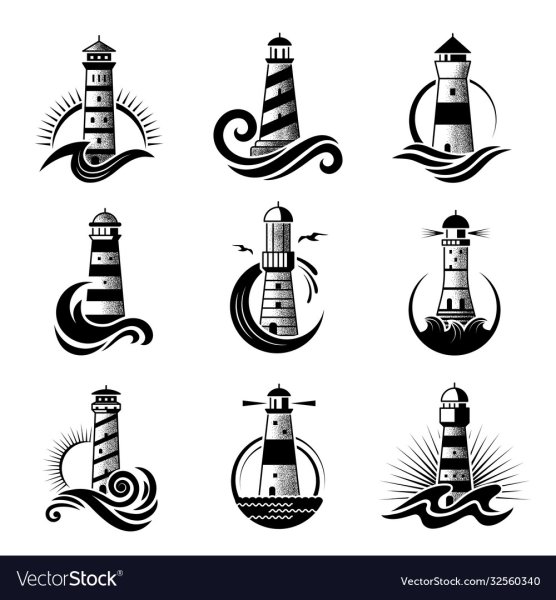 Маяк вектор черно белый